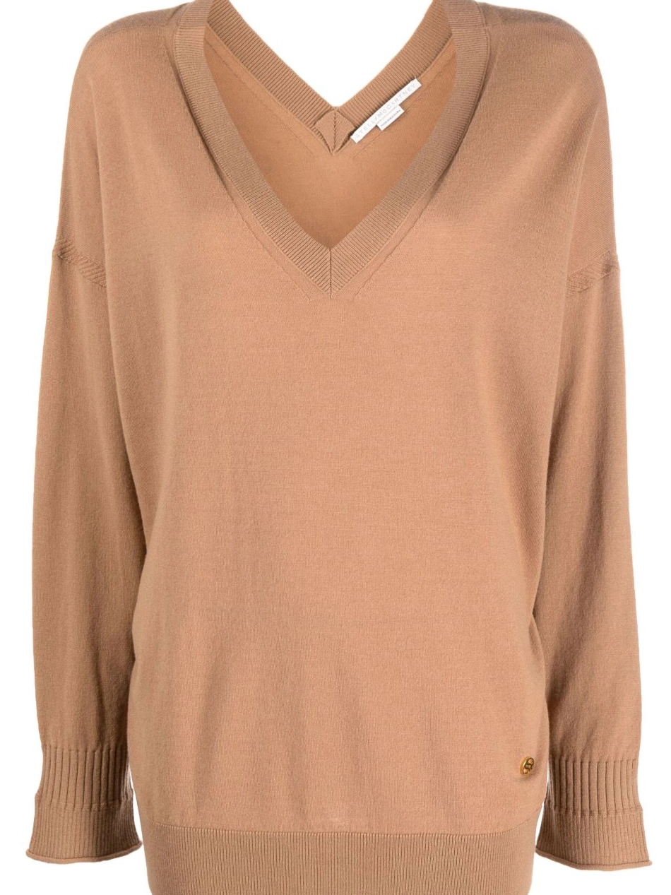 Affordable McCartney Stella logo-plaque jumper knitted Women V-neck 0408